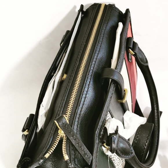 Fossil Ryder Satchel Patchwork Black Multi - Picture 3 of 5